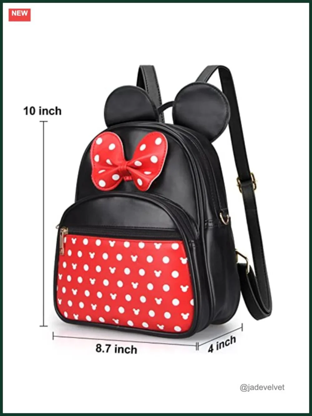 Minnie Mouse Kids PU Leather Backpack Bowknot Polka Dot Mini Daypack